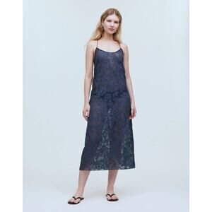 NWT Madewell Floral Halter Cover-Up Midi Dress Sz XS Blue Beachy Resort Vacation